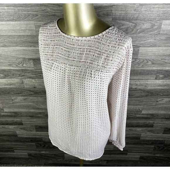 LOFT Round Neck Keyhole Back Pink Floral Pullover Blouse Top Womens Size Medium - Picture 2 of 9